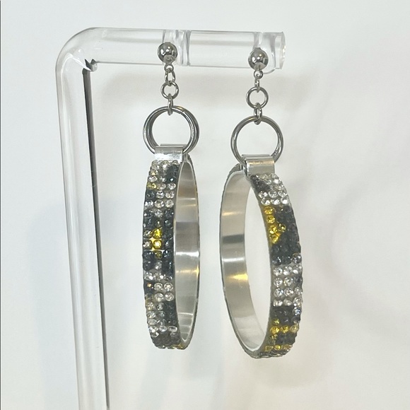 Rhinestone Hoop Earrings - Picture 11 of 12